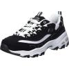 Skechers Women’s D’Lites Fresh Start Memory Foam Lace-up Sneaker Fashion(Black/Multi Silver)