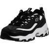 Skechers Women’s D’Lites Fresh Start Memory Foam Lace-up Sneaker Fashion(Black/White)