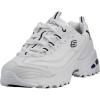 Skechers Women’s D’Lites Fresh Start Memory Foam Lace-up Sneaker Fashion(Whit/Blu)
