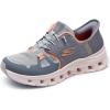 Skechers Women’s Glde Step Pro Sr Edrura Hands Freee Bungee Health Care Professional Shoe(Gray/Orange)