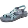 Skechers Women’s Reggae Irie Mon Flip-Flop Sandals(Gray/Aqua)
