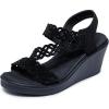 Skechers Women’s Rumble on-Sassier DayZ Wedge Sandal(Black/Black)