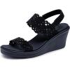 Skechers Women’s Rumble on-Sassy DayZ Wedge Sandal(Black/Black)