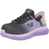 Skechers Women’s Slip-Ins Work: Tilido – Ombray Slip Resistant Bungee Sneakers(Black/Purple)