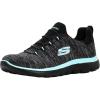 Skechers Women’s Summit – Quick Getaway Sneaker(Black/Aqua)