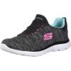 Skechers Women’s Summit – Quick Getaway Sneaker(Black/Light Blue)