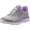 Skechers Women’s Summit – Quick Getaway Sneaker(Light Grey/Purple)