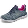 Skechers Women’s Summit – Quick Getaway Sneaker(Navy/Hot Pink)
