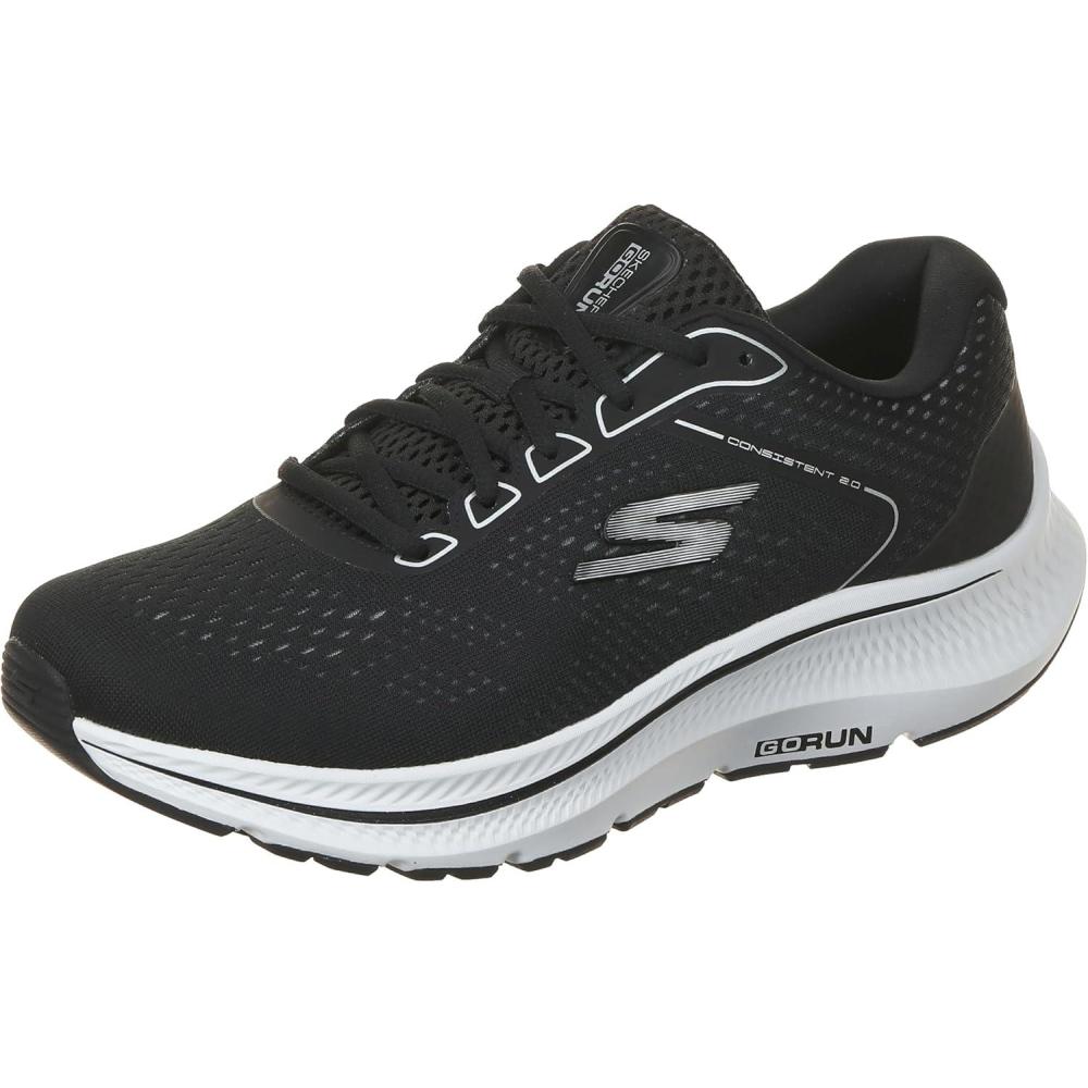 imageSkechers Mens Go Run Consistent 20 Mile Marker SneakerBlackWhite