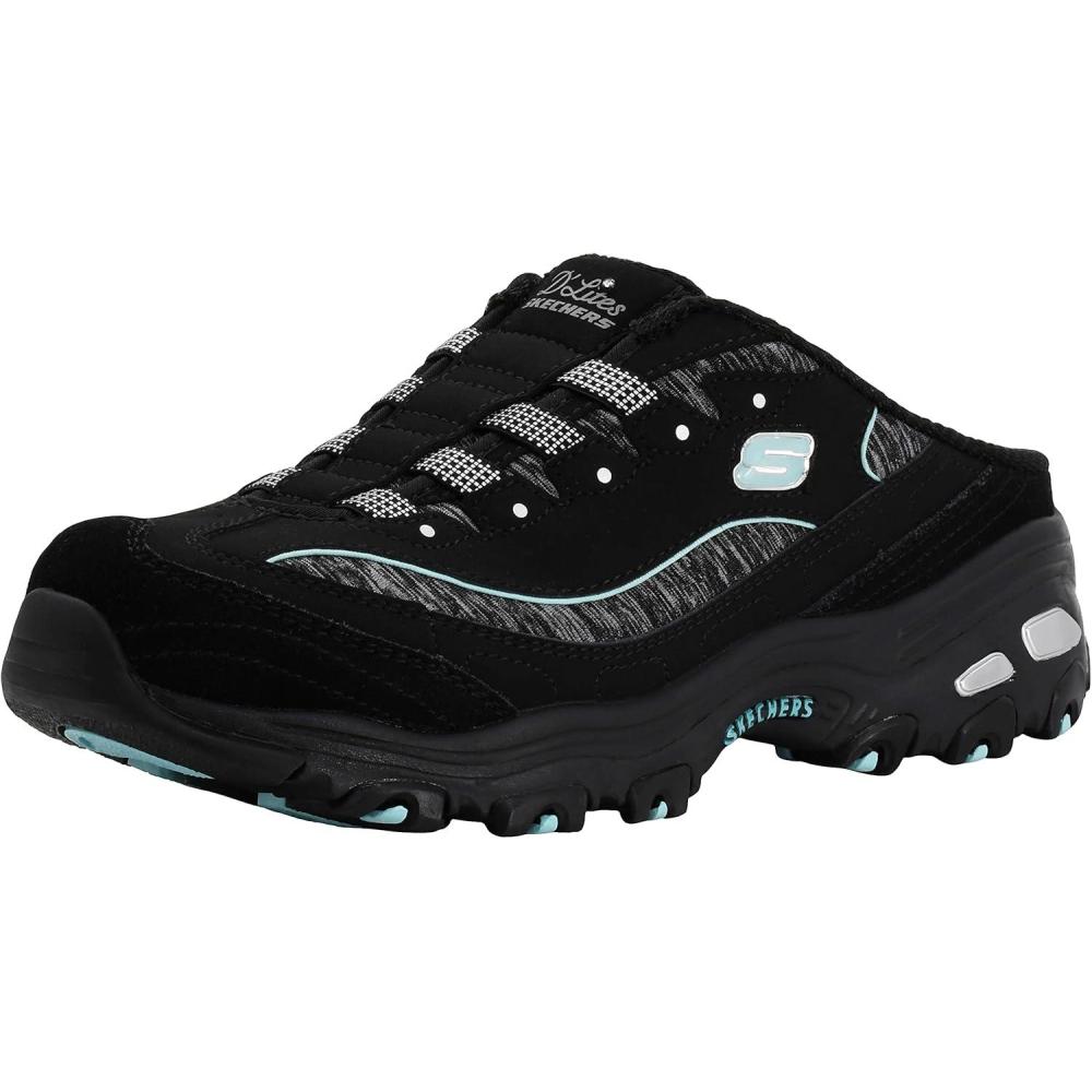 imageSkechers Sport Womens DLites SlipOn Mule SneakerBlackAqua