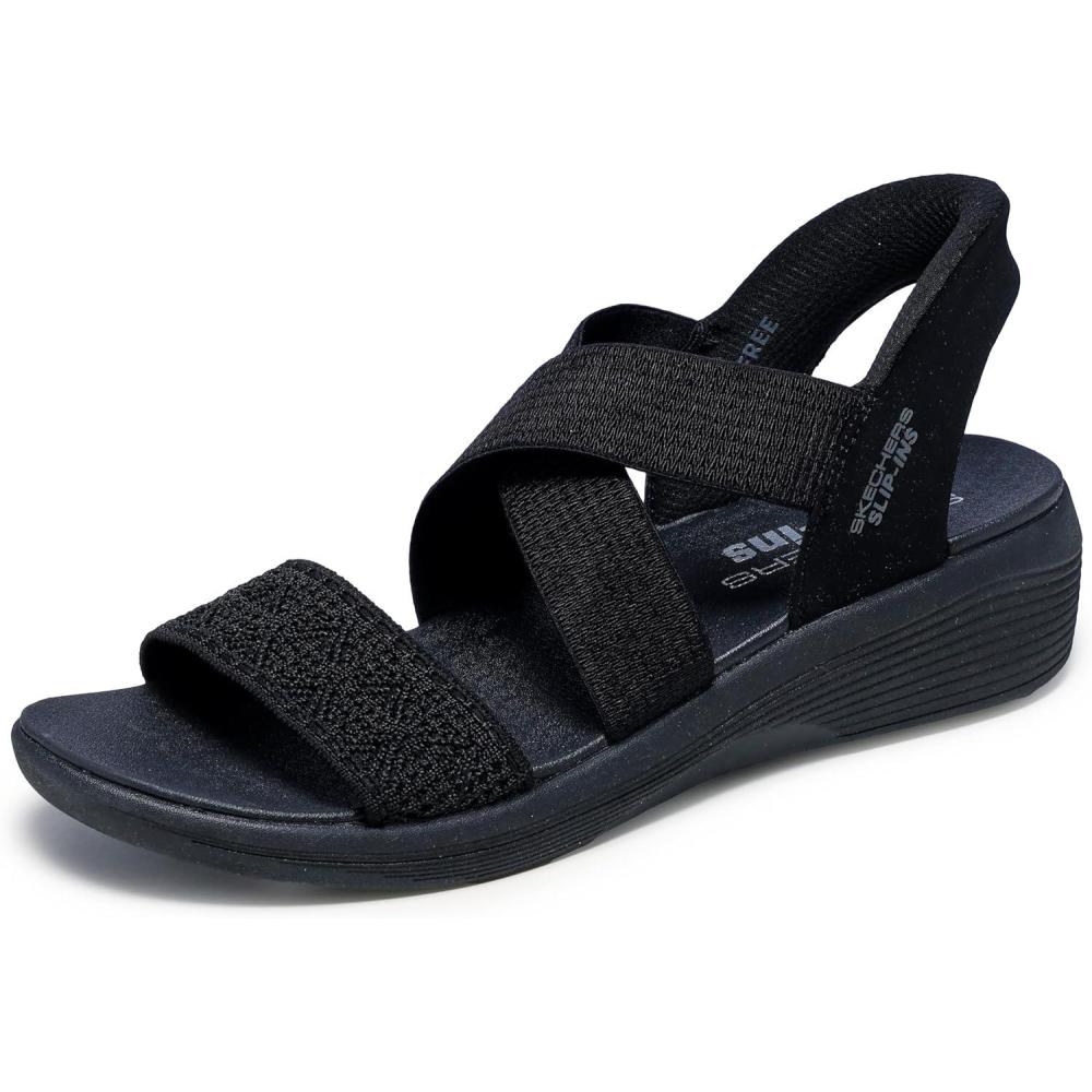 imageSkechers Womens AryaVery Demure Hands Free Slipins Wedge SandalBlackBlack