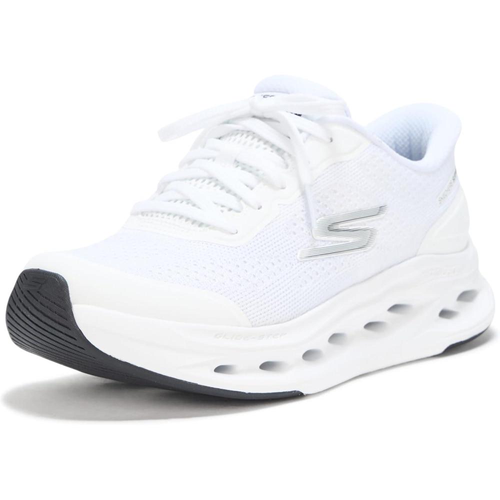 imageSkechers Womens Max Cushioning Glide Step Hartford Hands Free SlipinsWhiteBlack