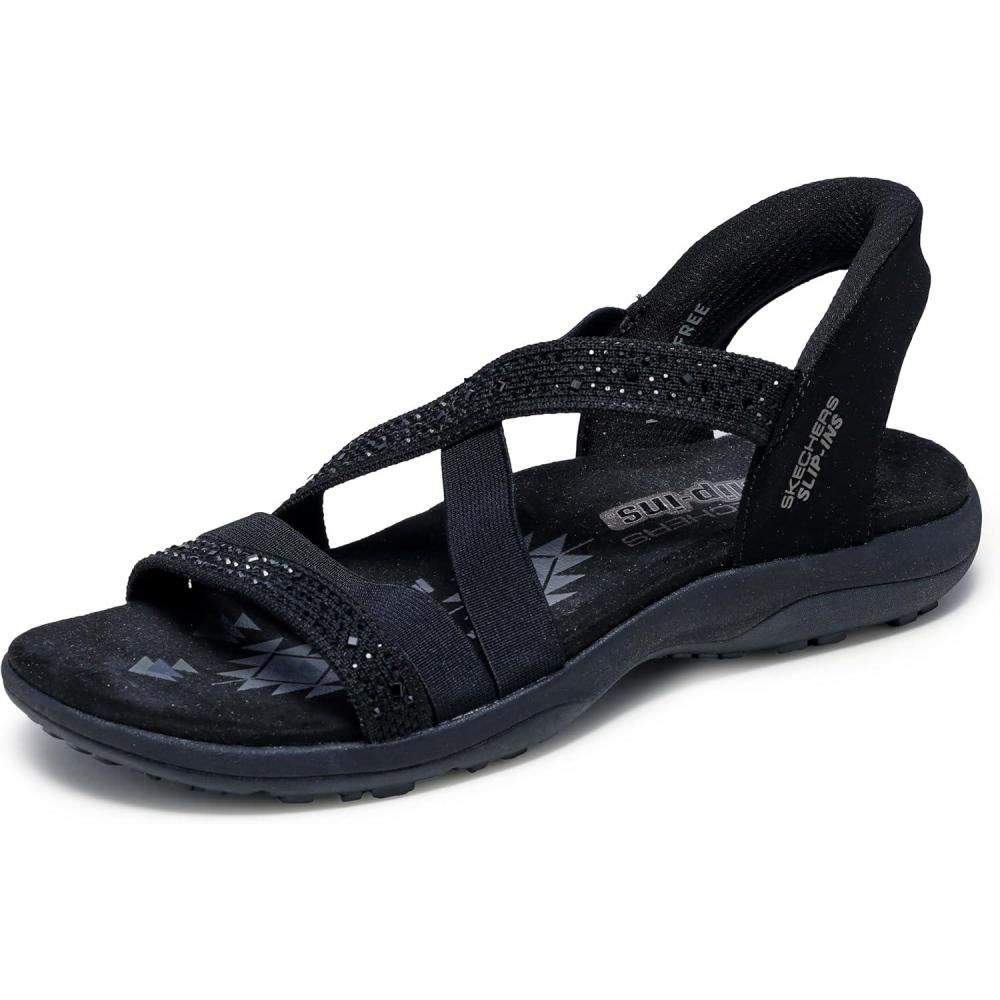 imageSkechers Womens Reggae SlimSummer Sparkle SandalBlackBlack