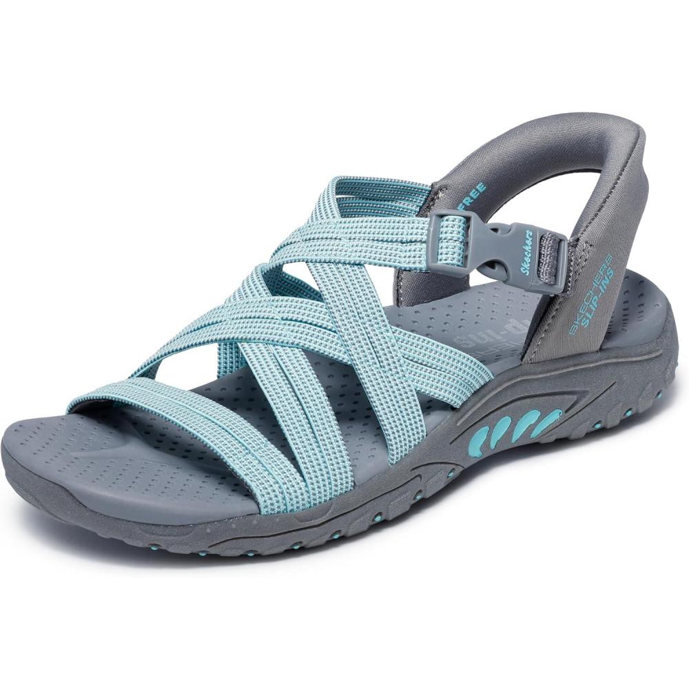 imageSkechers Womens ReggaeMorning Light Slide SandalGrayAqua
