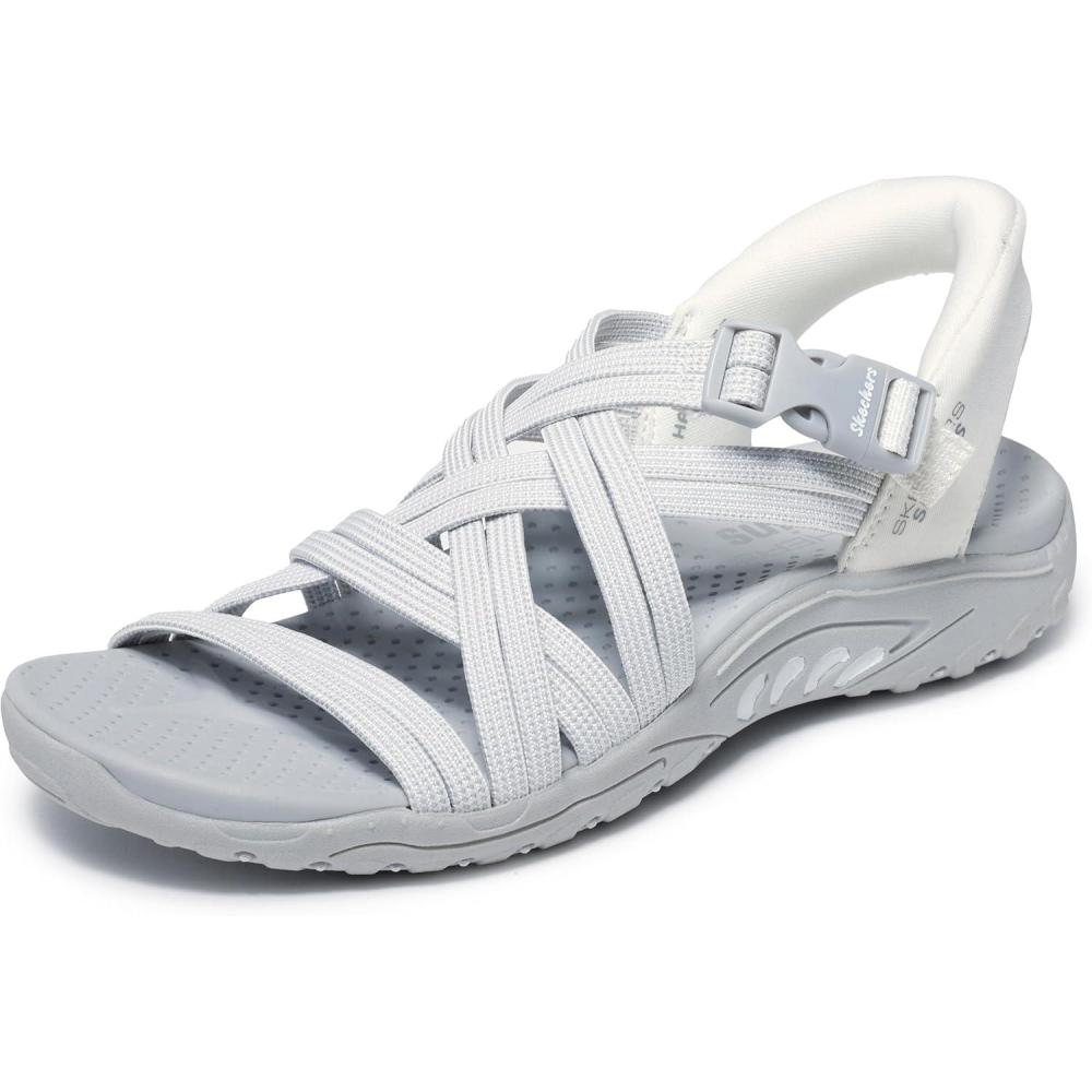 imageSkechers Womens ReggaeMorning Light Slide SandalWhiteGray