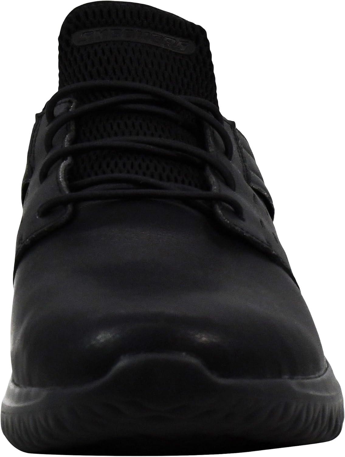 imageSkechers Mens Delson 30  Ezra Leather Bungee Lace Slip on SneakersBlackBlack