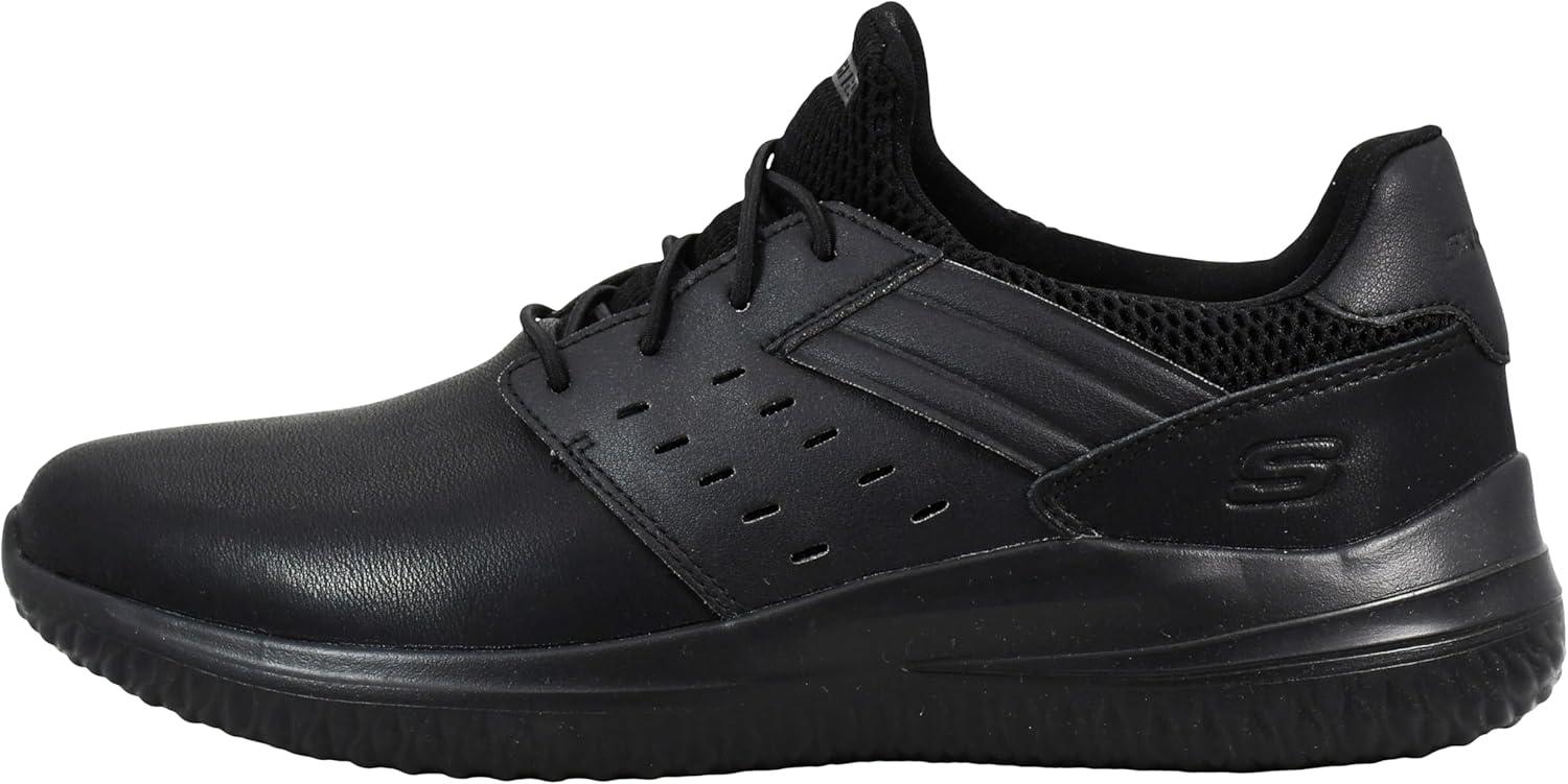 imageSkechers Mens Delson 30  Ezra Leather Bungee Lace Slip on SneakersBlackBlack