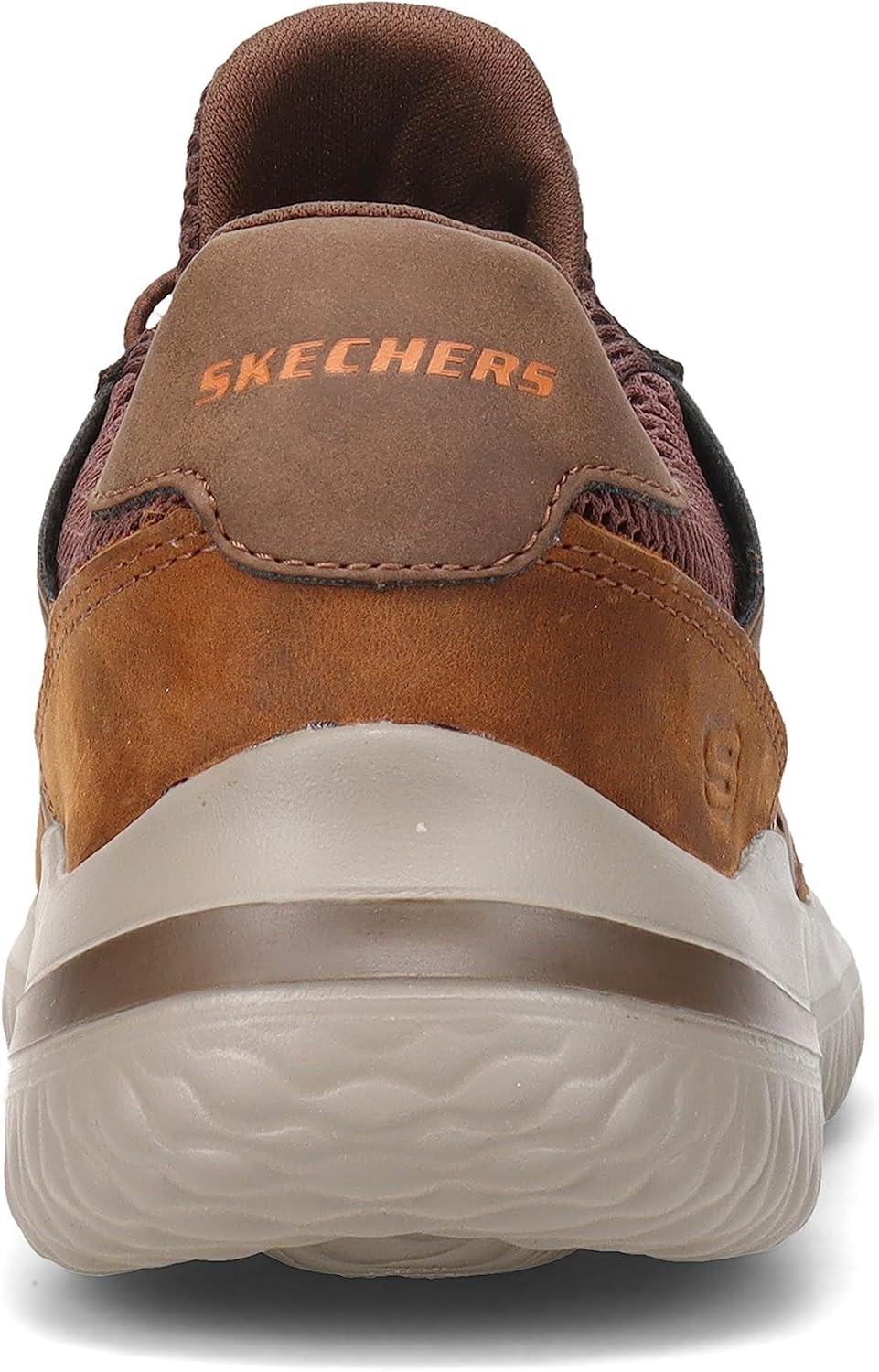 imageSkechers Mens Delson 30  Ezra Leather Bungee Lace Slip on SneakersBrown