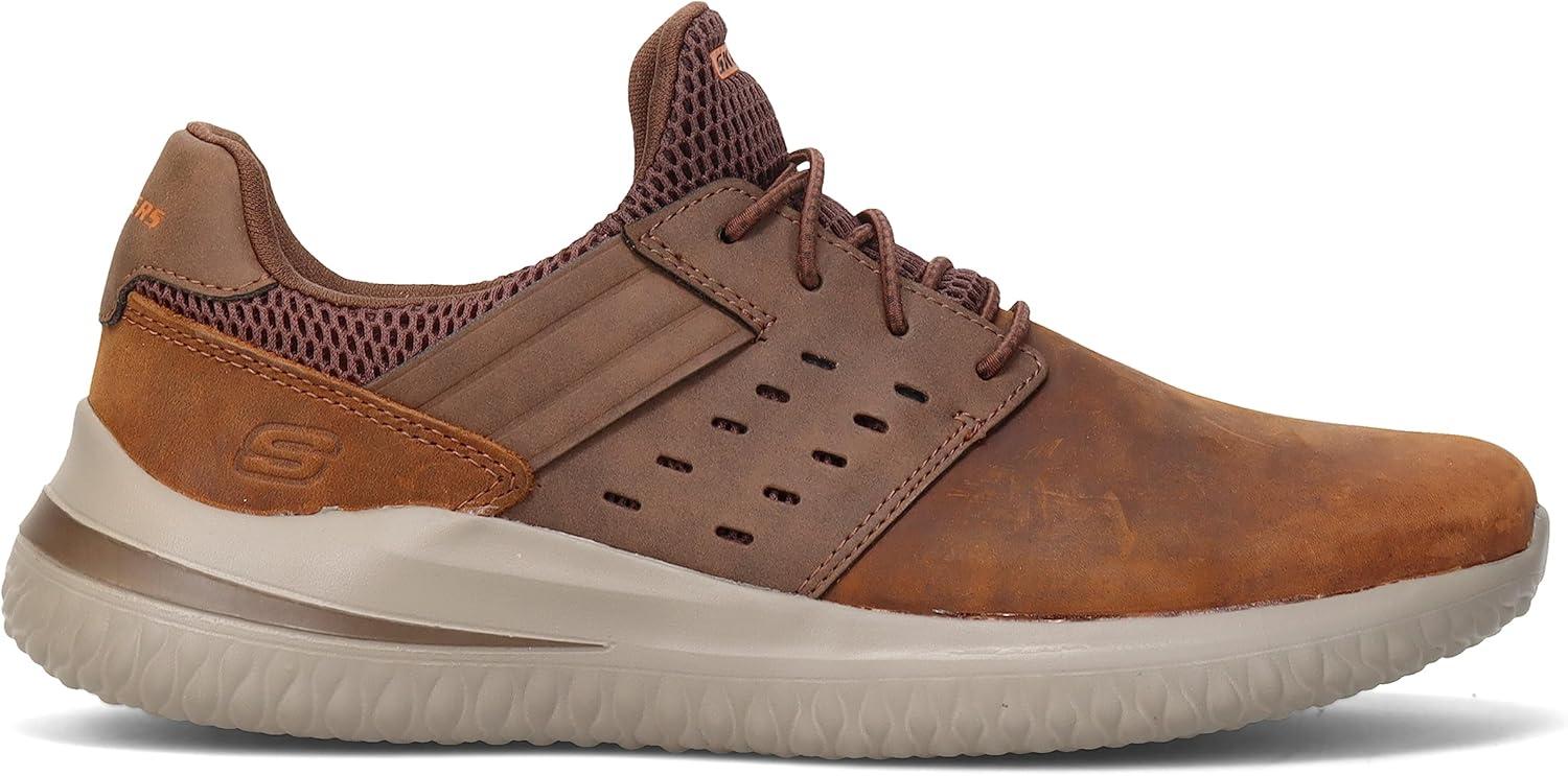 imageSkechers Mens Delson 30  Ezra Leather Bungee Lace Slip on SneakersBrown