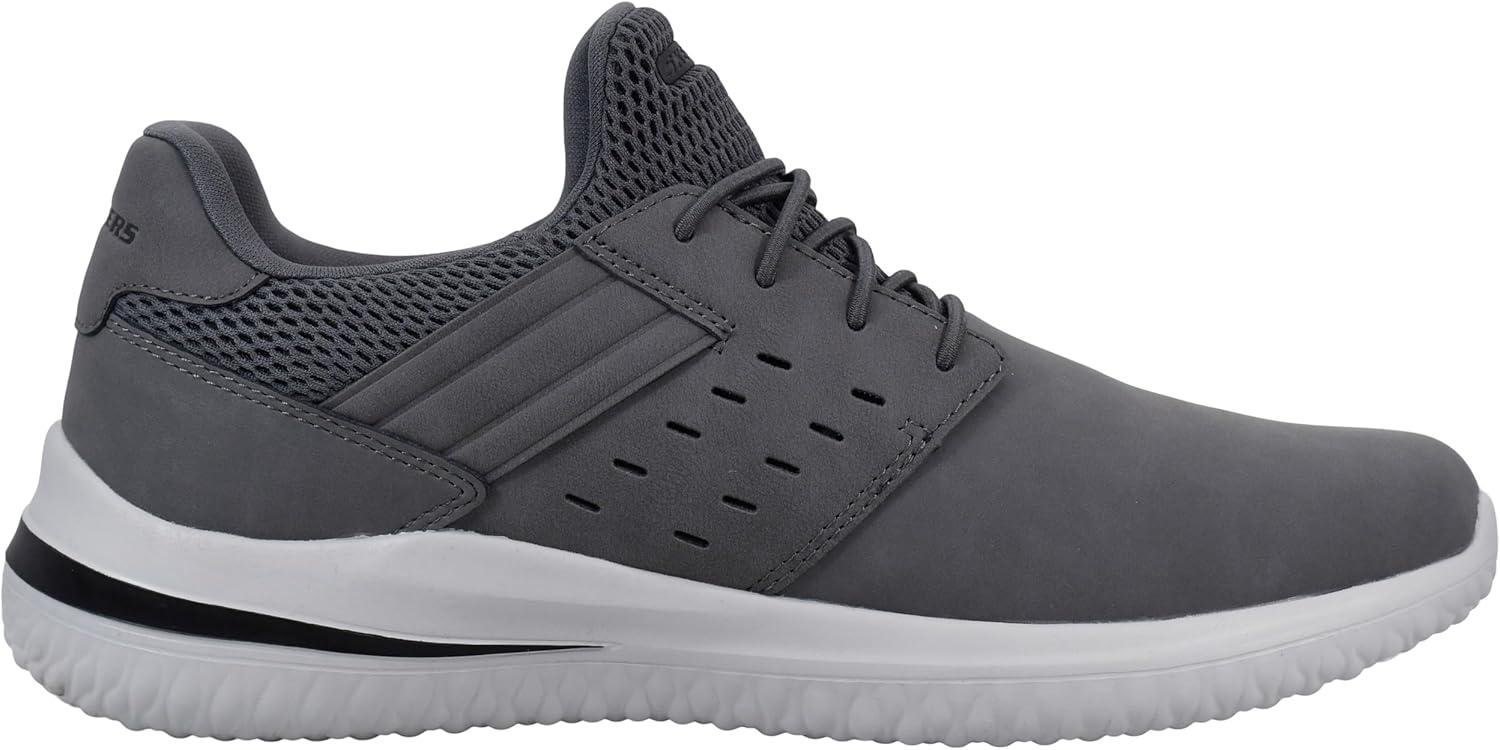 imageSkechers Mens Delson 30  Ezra Leather Bungee Lace Slip on SneakersGrey