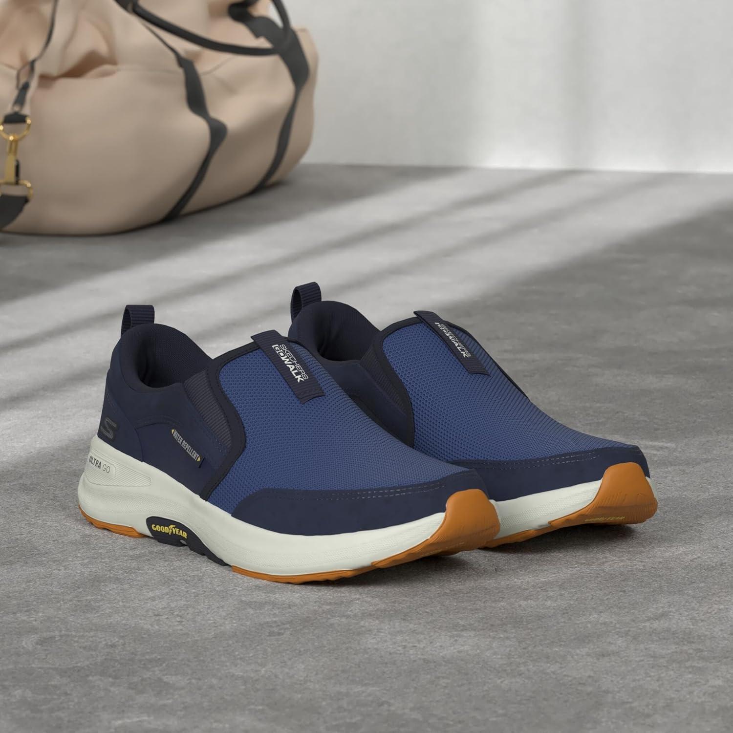 imageSkechers Mens Go Walk OutdoorAthletic Slipon Trail Hiking Shoes with Air Cooled Memory Foam SneakerNavyYellow