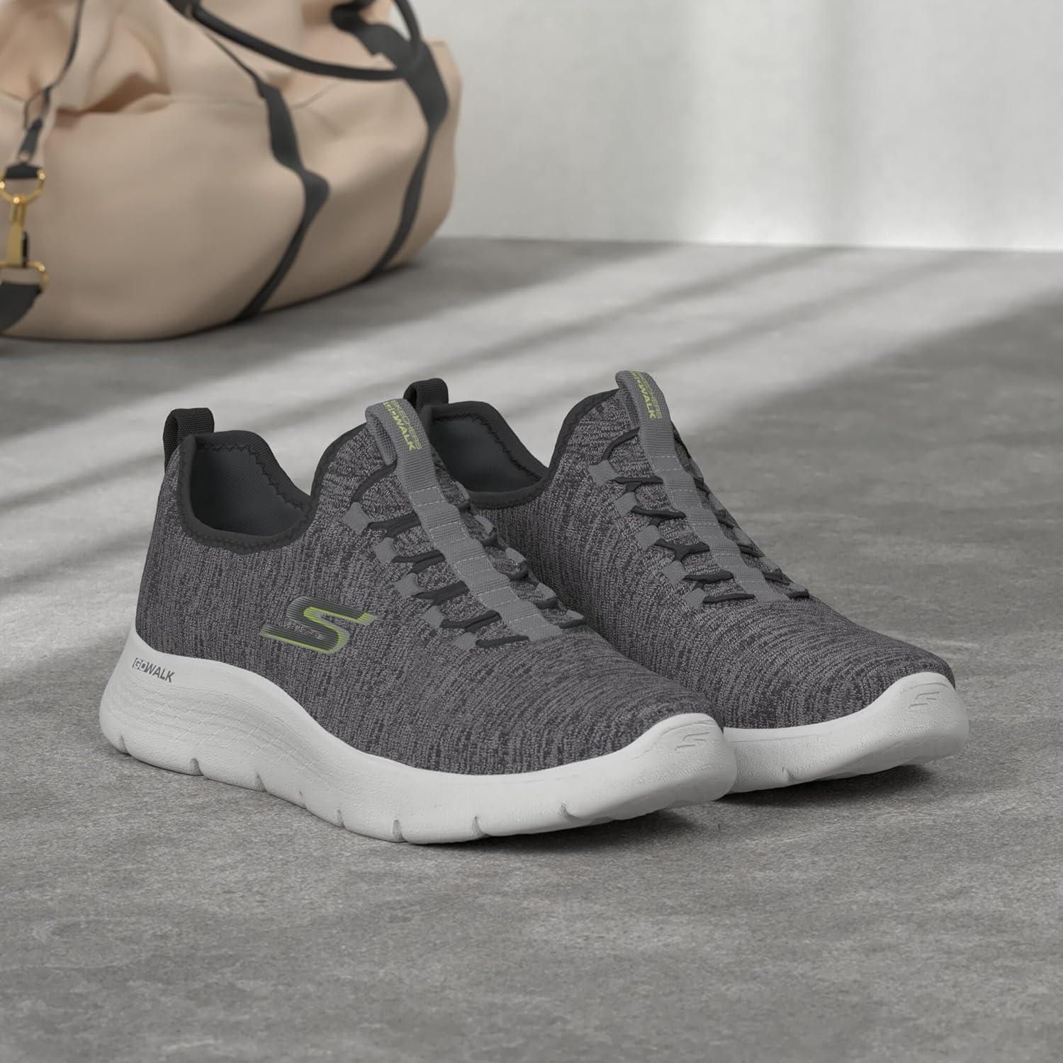 imageSkechers Mens Gowalk FlexAthletic Slipon Casual Walking Shoes with Air Cooled Foam SneakersGrayLime