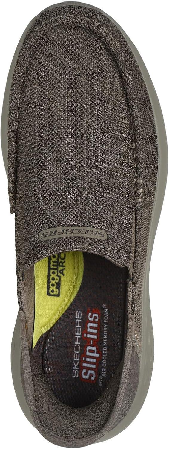 imageSkechers Mens RespectedCalum Goodyear Rubber Low Profile Leather Slip on with Twin Gore LoaferRalven Taupe