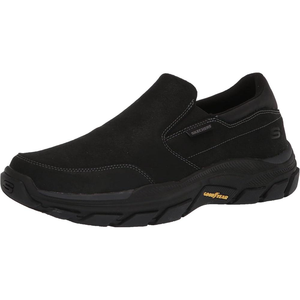 imageSkechers Mens RespectedCalum Goodyear Rubber Low Profile Leather Slip on with Twin Gore LoaferBlack