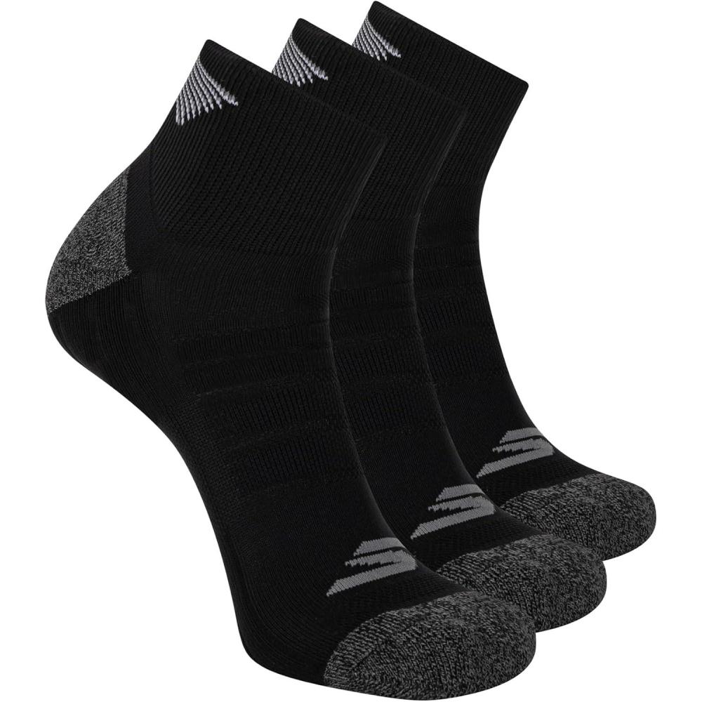 imageSkechers mens 3pack Performance Golf Quarter Crew Socks Odor Control ampamp Mesh VentilationBlack