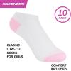 Skechers Girls’ 10-Pack Performance No Show Socks, Everyday Wear for Kids, Soft & Comfort-fit(White Multicolor)