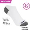 Skechers Girls’ 10-Pack Performance No Show Socks, Everyday Wear for Kids, Soft & Comfort-fit(White/Grey/Black)