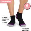 Skechers Women’s 6-Pack Performance Quarter Crew Socks, Breathable & Cushioned Footbed(Medium Grey)