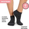 Skechers Women’s 6-Pack Performance Quarter Crew Socks, Breathable & Cushioned Footbed(Medium Grey/Light Grey/Charcoal)