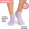 Skechers Women’s 6-Pack Performance Quarter Crew Socks, Breathable & Cushioned Footbed(Sky/Orchid/White)