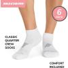 Skechers Women’s 6-Pack Performance Quarter Crew Socks, Breathable & Cushioned Footbed(White)