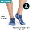 Skechers mens 3-pack Performance Golf Low Cut Socks, Odor Control & Mesh Ventilation(Cobalt Blue/White/Black)