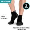 Skechers mens 3-pack Performance Golf Quarter Crew Socks, Odor Control & Mesh Ventilation(Black)