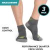 Skechers mens 3-pack Performance Golf Quarter Crew Socks, Odor Control & Mesh Ventilation(Safety Yellow/Steel Gray/Black)