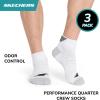 Skechers mens 3-pack Performance Golf Quarter Crew Socks, Odor Control & Mesh Ventilation(White)