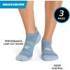 Skechers womens 3-pack Performance Pickleball Low Cut Socks, Odor Control & Mesh Ventilation(Powder Blue/White/Chambray)