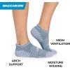 Skechers womens 3-pack Performance Pickleball Low Cut Socks, Odor Control & Mesh Ventilation(Powder Blue/White/Chambray)