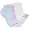 Skechers Women’s 6-Pack Performance Quarter Crew Socks, Breathable & Cushioned Footbed(Sky/Orchid/White)
