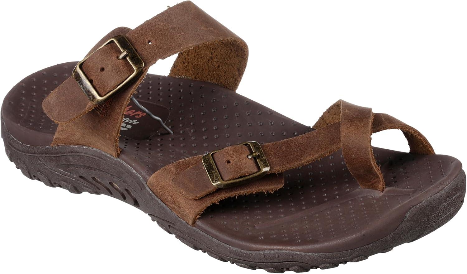 imageSkechers womens Reggaecarribean Double Buckle Toe Thong SlideDesert Crazyhorse