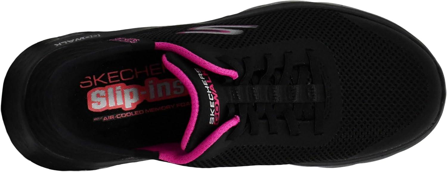 imageSkechers Womens Go Walk Flex Hands Free SlipinsGrand Entry SneakerBlackHot Pink