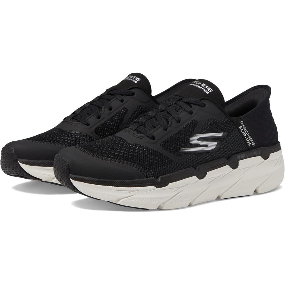imageSkechers Mens Max Cushioning Slipins  Athletic Workout Running Walking Shoes with Memory FoamBlackWhite