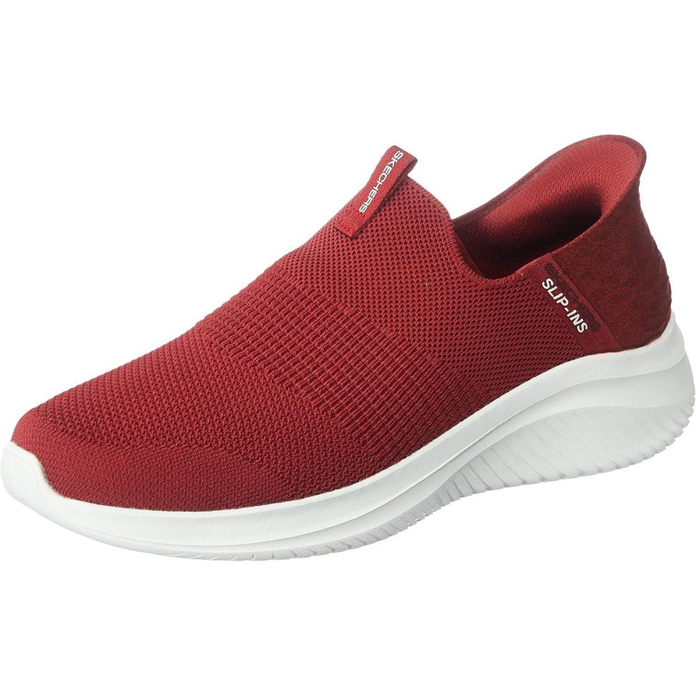 imageSkechers Mens Ultra Flex 30 Smooth Step Hands Free SlipinsBurgundy Knit Trim
