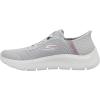 Skechers Womens Go Walk Flex Hands Free Slip-ins-Grand Entry Sneaker(Grey/Pink)