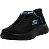 Skechers Womens Go Walk Flex Hands Free Slip-ins-Grand Entry Sneaker(Black/Aqua)