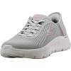 Skechers Womens Go Walk Flex Hands Free Slip-ins-Grand Entry Sneaker(Grey/Pink)