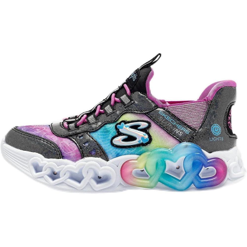 imageSkechers Girls Infinite Heart LightsEternal ShimmerBlackMulti